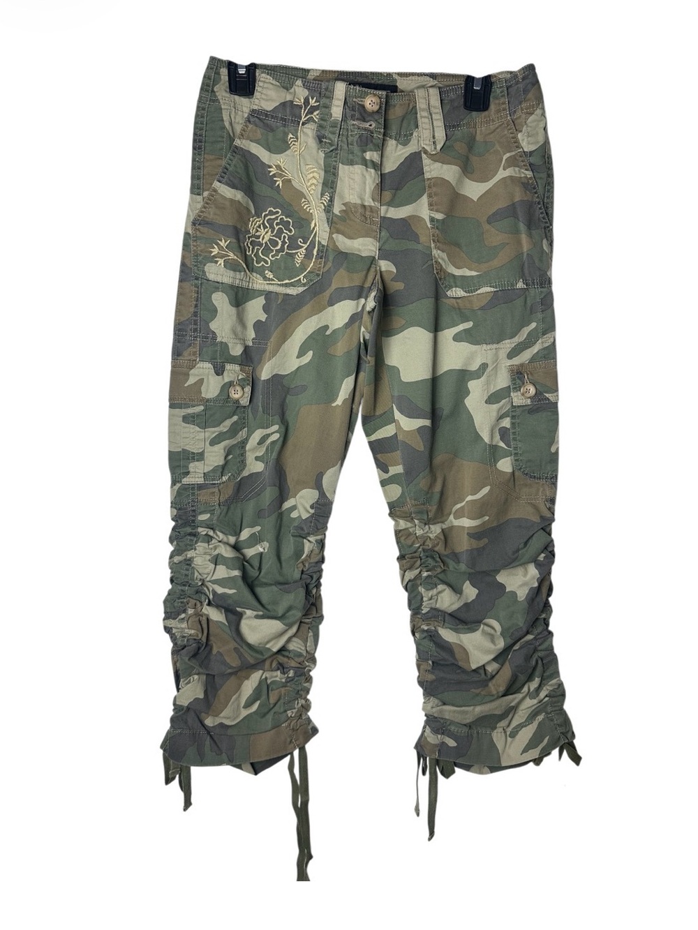 INC International Concepts Olive Green Camo Cargo Capris